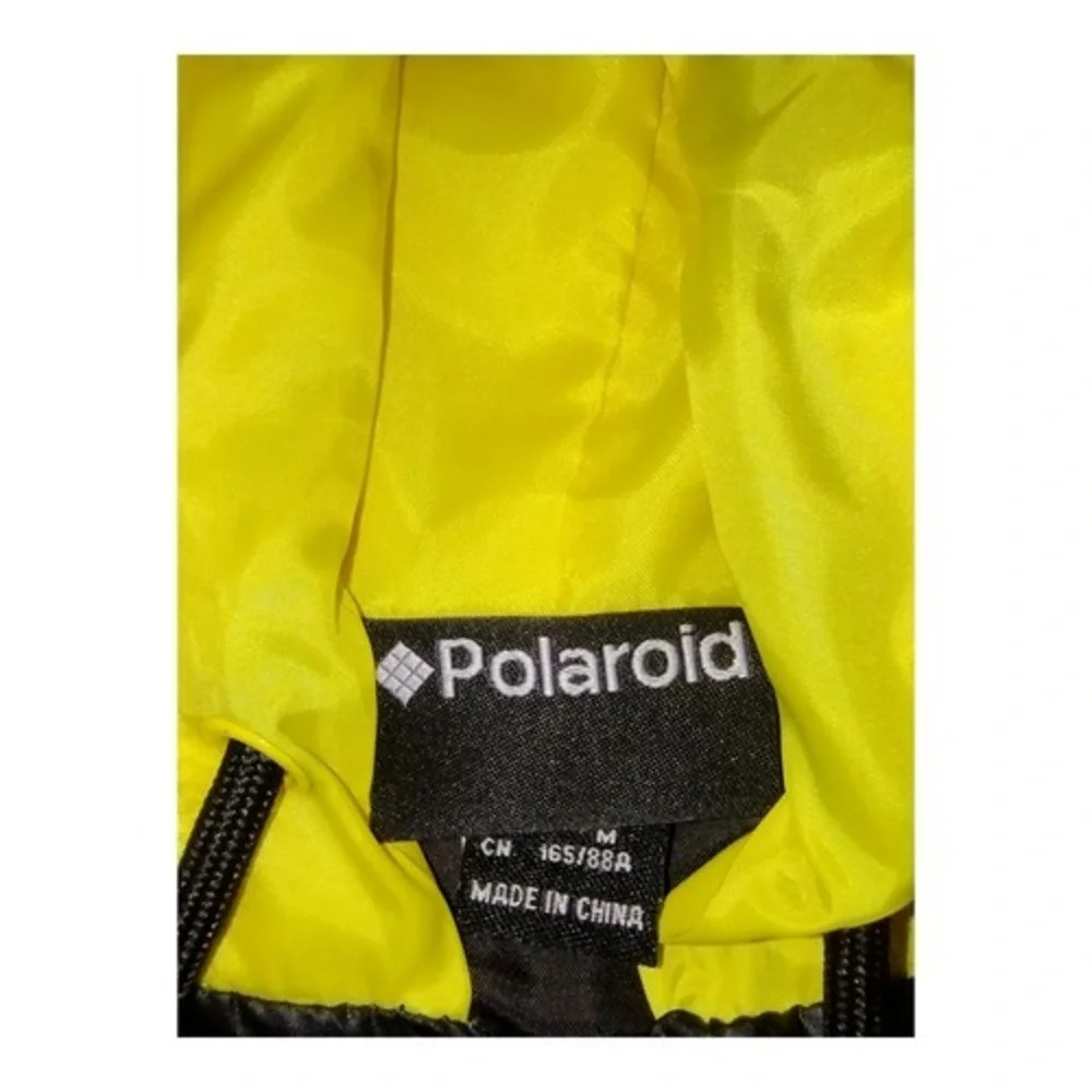 Polaroid Womens Colorblock Hooded Windbreaker Jacket Yellow Black Womens‎ Medium
